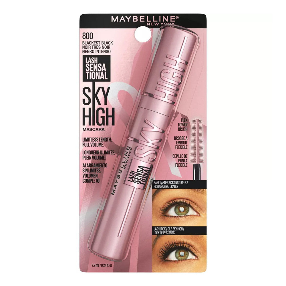 Maybelline Lash Sensational Sky High Lengthening Mascara, 800 Washable Blackest Black, 0.2 Oz